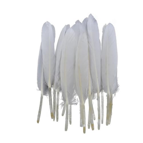 HKSDKABOP Handwerksdekoration mit Federn, Packung mit 20 weißen Fasanen-, Enten-, Straußen-, Truthahn- und Gänsefedern for DIY-Partydekoration(13-16cm 5-6inch) von HKSDKABOP
