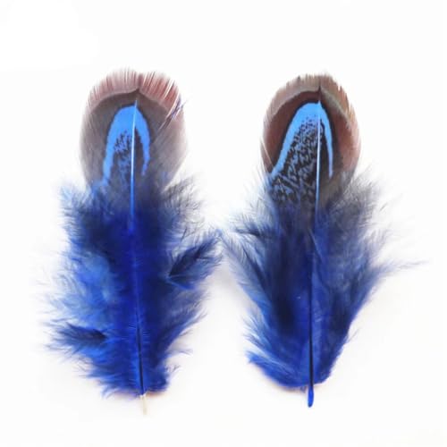 HKSDKABOP Handwerksdekoration mit Federn, Ringfasanenfedern Multicolor 3-7 cm 20er Packung(Royal Blue,100 Piece) von HKSDKABOP