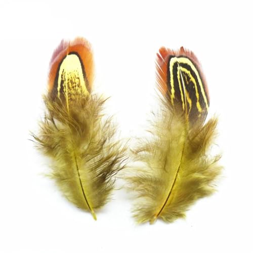 HKSDKABOP Handwerksdekoration mit Federn, Ringfasanenfedern Multicolor 3-7 cm 20er Packung(Yellow,20 Piece) von HKSDKABOP