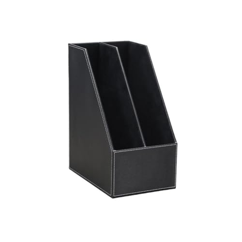 Metallmagazin Archiv, 2 Tier PU Leather And Wood Magazine File Holder Office Desk Organizer Brown And Black(Black) von HKSDKABOP