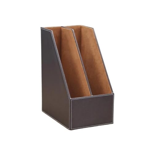 Metallmagazin Archiv, 2 Tier PU Leather And Wood Magazine File Holder Office Desk Organizer Brown And Black(Bruin) von HKSDKABOP