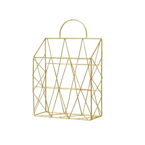 Metallmagazin Archiv, Wall Mounted Nordic Iron Magazine Rack Multicolor(Golden Handle) von HKSDKABOP