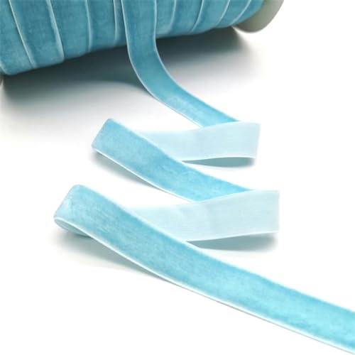 Weiche, weiche Schleifen, 5 Yards 6-25mm Samtband Hochzeit Party Dekoration handgemachte Band Geschenkverpackung Haar Bowknot(Sky Blue,15mm wide) von HKSDKABOP