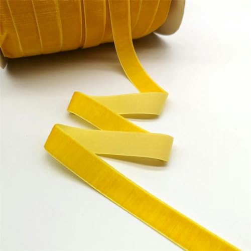 Weiche, weiche Schleifen, 5 Yards 6-25mm Samtband Hochzeit Party Dekoration handgemachte Band Geschenkverpackung Haar Bowknot(Yellow,15mm wide) von HKSDKABOP