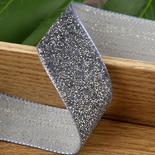 Weiche, weiche Schleifen, 5 Yards Glitzer-Goldfaden-Samtband for Heimwerkerarbeiten, Kopfbedeckungspaket, Zubehör, Kleidung, Hut, Nähbesätze, Materialien(Gray,25mm) von HKSDKABOP