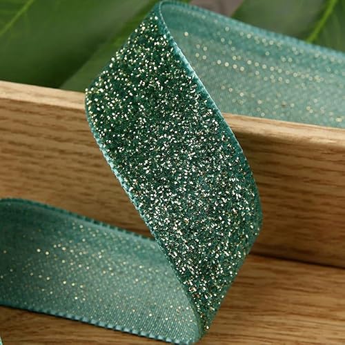 Weiche, weiche Schleifen, 5 Yards Glitzer-Goldfaden-Samtband for Heimwerkerarbeiten, Kopfbedeckungspaket, Zubehör, Kleidung, Hut, Nähbesätze, Materialien(Green,16mm) von HKSDKABOP