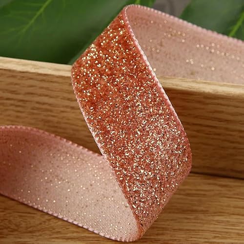 Weiche, weiche Schleifen, 5 Yards Glitzer-Goldfaden-Samtband for Heimwerkerarbeiten, Kopfbedeckungspaket, Zubehör, Kleidung, Hut, Nähbesätze, Materialien(Pink,25mm) von HKSDKABOP