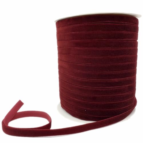 Weiche, weiche Schleifen, Samtstoffbandbesatz 6/10/15/20/25/38 mm, Samtband for Selberbasteln, 3/5 Meter, Samtband for Kränze, Hochzeitsband(DarkMagenta,6mm x 5yards) von HKSDKABOP