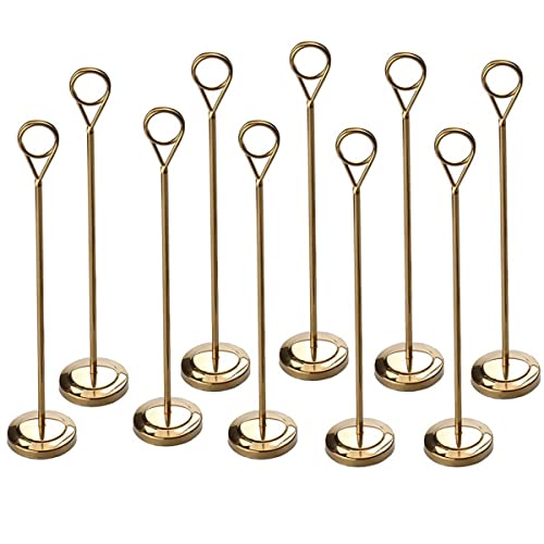 Wiederverwendung von Labelpreisetiketten, 10pcs Stands, Golden Stainless Steel Place Card Holders For Weddings And Party, 4/6/8/10 Inch Round Shape Table Number Holders Picture Note Holder(4 inch) von HKSDKABOP