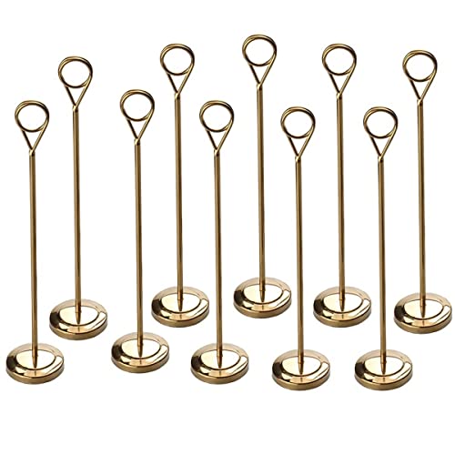 Wiederverwendung von Labelpreisetiketten, 10pcs Stands, Golden Stainless Steel Place Card Holders For Weddings And Party, 4/6/8/10 Inch Round Shape Table Number Holders Picture Note Holder(6 inch) von HKSDKABOP