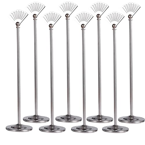 Wiederverwendung von Labelpreisetiketten, 8-teiliger Tischnummernständer aus Edelstahl mit Sektoren, Tischfotohalter for Hochzeitsfeiern, Büroschreibtische, 6/8/12 Zoll, Silber(16 inch) von HKSDKABOP