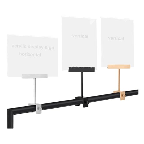 Wiederverwendung von Labelpreisetiketten, A4-Acryl-Schilderhalter mit Clip, mit HD-kristallklarer Acrylplatte, Climp-Vierkantrohre/Rundrohre/Trennwände(Black) von HKSDKABOP