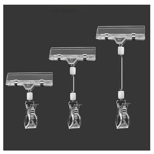 Wiederverwendung von Labelpreisetiketten, Preiskartenständer, Schilderclip mit Klemme, 24er-Pack, drehbares POP-Clip-On-Warenschilddisplay(Clear Clip,Medium) von HKSDKABOP