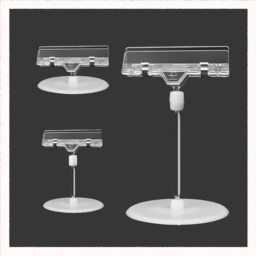 Wiederverwendung von Labelpreisetiketten, Preiskartenständer, Schilderclip mit Klemme, 24er-Pack, drehbares POP-Clip-On-Warenschilddisplay(Round Base,Large) von HKSDKABOP