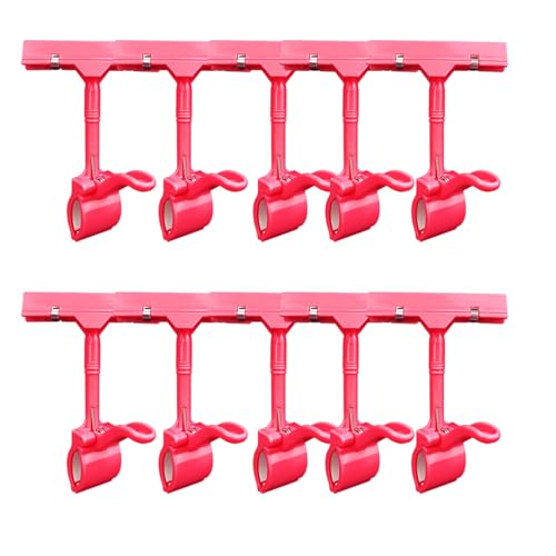 Wiederverwendung von Labelpreisetiketten, Preiskartenständer Kunststoff Schilderhalter Clip 10 Stück drehbar POP Clip-On Style Warenschild Display(Red) von HKSDKABOP