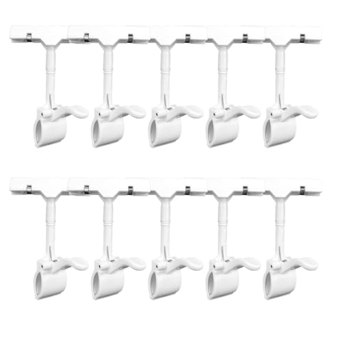 Wiederverwendung von Labelpreisetiketten, Schilderclip mit Klemme 10er-Pack, drehbares POP Clip-On Style Merchandise-Schilderdisplay(White) von HKSDKABOP