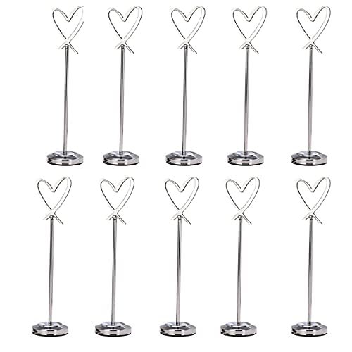 Wiederverwendung von Labelpreisetiketten, Tischkartenhalter, 10 Stück Edelstahl-Bildständer, Tischnummernständer, for Hochzeiten, Restaurants und Partys, 3/6/9/12 Zoll, Silber(9 inches) von HKSDKABOP