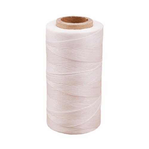 HKYBCF 100 % Leinen, gewachst, Seilrolle, Schnur, DIY, 260 m, 0,8 mm, 150D Leder, gewachst, Nähmaschinengarn (Farbe: Weiß, Größe: 260 m x 0,8 mm) von HKYBCF