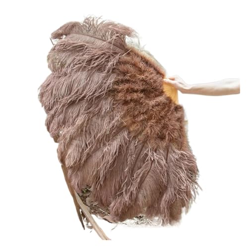HKYBCF Federtanz Fächer 1/2 STK Bunter Federfächer Plus Federfächer 13 Knochen Faltbarer Fächer Bühnenauftritt Zubehör(Coffee,130CM 2PCS) von HKYBCF