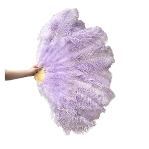 HKYBCF Federtanz Fächer 1/2 STK Bunter Federfächer Plus Federfächer 13 Knochen Faltbarer Fächer Bühnenauftritt Zubehör(Light Purple,100CM 1PCS) von HKYBCF