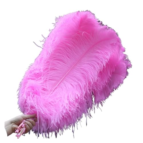 HKYBCF Federtanz Fächer 10 Teile/los Elegante Natürliche Federn 50-55cm for Handwerk Hochzeit Partei Liefert Karneval Tänzerin Dekoration Gefieder(Pink Colour) von HKYBCF
