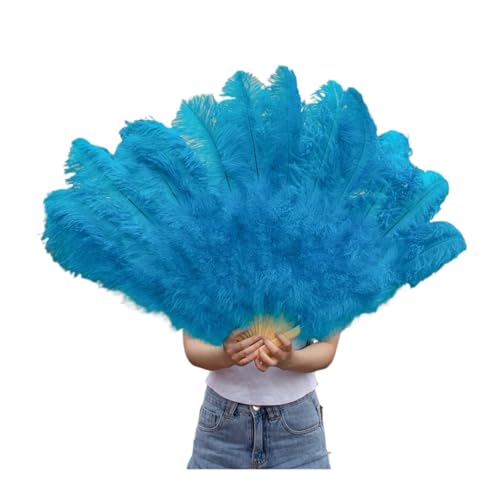HKYBCF Federtanz Fächer 13 Fächer aus Naturfedern aus Knochen, Handfächer, faltbar, 100 cm lang, for Damen, Performance, Tanzparty, Karneval, Show-Requisiten(Grey,2 Piece) von HKYBCF