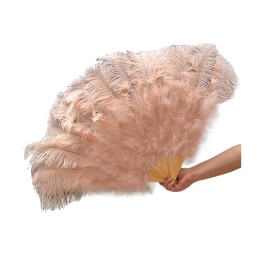 HKYBCF Federtanz Fächer 13 Fächer aus Naturfedern aus Knochen, Handfächer, faltbar, 100 cm lang, for Damen, Performance, Tanzparty, Karneval, Show-Requisiten(Silver,1 Piece) von HKYBCF