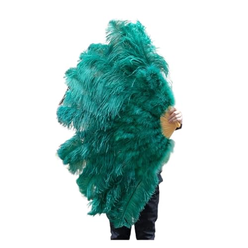 HKYBCF Federtanz Fächer 13 Fächer aus blauen Federn in Bone Lake-Optik for DIY-Tanzshows, Halloween-Partys, Hochzeiten, Requisiten, Handfächer mit Flauschigen Federn(Blue,Big 130cm 2pcs) von HKYBCF
