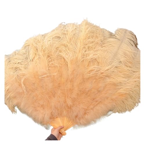 HKYBCF Federtanz Fächer 2 STÜCKE Natürliche Handfederfächer for Bühnenauftritte Tänzer Show Party Bühne Karneval Requisiten Federn Handfächer(Champagne,130CM A Pair (2pcs)) von HKYBCF
