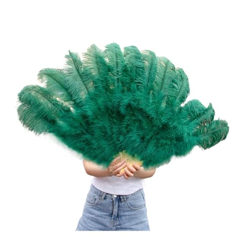HKYBCF Federtanz Fächer Federfächer for Hochzeitstanzpartys, Alloween-Performance-Dekor, Feder-Accessoires, Federhandwerk(Dark Green,60-100cm2 pcs) von HKYBCF