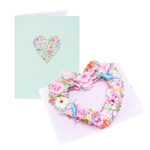 HKYBCF Hochzeitseinladungen Karte 2 Stück Blumen-Geburtstagskarten, florale Dankeskarten, Hochzeitseinladungen, Kirschblüten-Geschenke for Muttertag, Jahrestag, Grußkarten (Color : Pink Rose Love) von HKYBCF