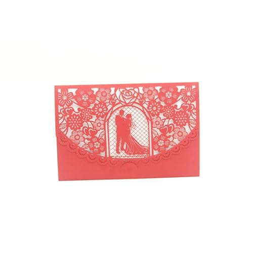 HKYBCF Hochzeitseinladungen Karte Hochzeitseinladungskarte, Muschel, lasergeschnitten, hohl, Valentinstag-Grußkarte, Urlaub, Party, Hochzeit, Dekoration (Color : Red, Size : 10PCS) von HKYBCF