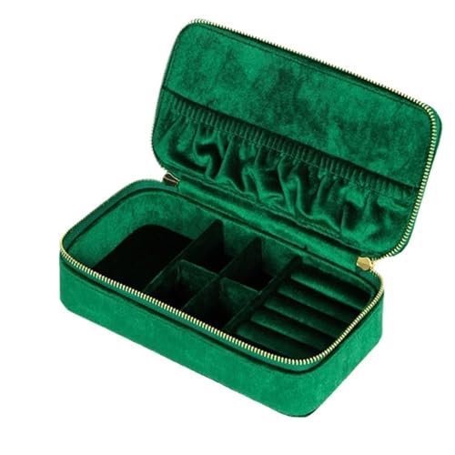 HKYBCF Schmuckkästchen Retro Lake Blue Lace Ring Box High-End Light Luxus Schmuckschatulle Flanell Armband Ohrring Halskette Box Geschenkbox(Green) von HKYBCF