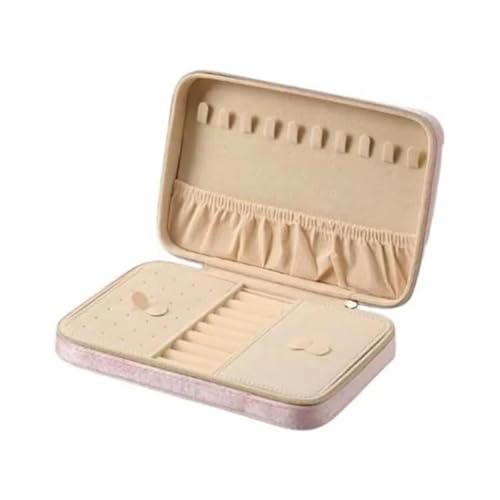 HKYBCF Schmuckkästchen Schmuckschatulle Aus Samt, Staubdicht, Mit Zwei Herausnehmbaren Trennwänden, Schmuckvitrine, Große Kapazität, Aufbewahrungsbox for Schmuck, Halskette(Pink) von HKYBCF