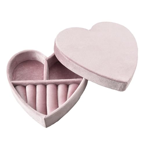 HKYBCF Schmuckkästchen Schmuckschatulle aus Samt in Herzform for Ringe und Halsketten, Organizer for Geburtstage, Valentinstag, Hochzeiten, Geschenke for Liebesschmuck, Verpackungsetui(G118) von HKYBCF