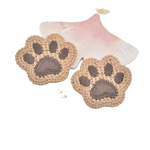 HKYBCF Stickerei Aufnäher 10 Stück Cartoon Bärentatze Wolle Applikation for DIY Kleidung Hut Schuhe Nähen Patches Kopfbedeckung Haarschleife Clips Dekor Zubehör(Brown L) von HKYBCF