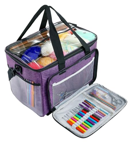 HKYBCF Stricktasche, Garnaufbewahrungstasche, Strick- und Häkel-Organizer, Garnaufbewahrungstasche mit innerer Unterteilung for Garn HKYBCF Stricktasche, Garnaufbewahrungstasche, Strick- und Häkel-Organizer, Garnaufbewahrungstasche mit innerer Unterteilung for Garn von HKYBCF