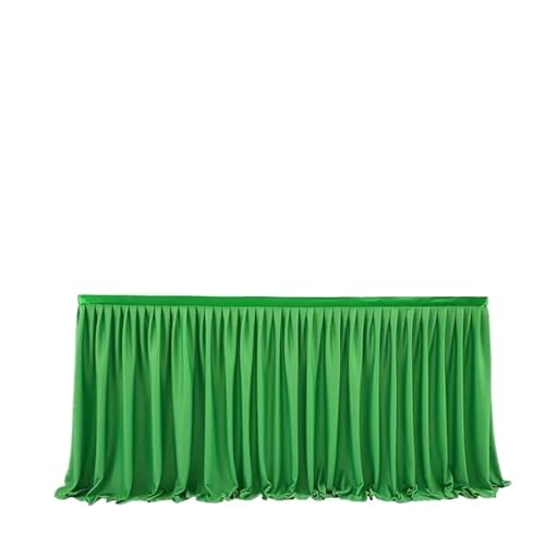 HKYBCF Tischröcke 4/6/9/14ft Tischrock Polyester Rüschen Tischdecke Rock for Geburtstagsfeier Bankett Party Hochzeit Brautdusche Tischdekoration(Green,14FT H78XL427cm) von HKYBCF