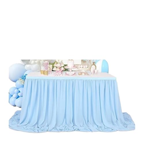 HKYBCF Tischröcke Weißer Tischrock for Chiffon-Hochzeitstischdecke Stoff for Schatztisch Geburtstagsfeier Kuchentisch Decora(Blue,70X426cm) von HKYBCF