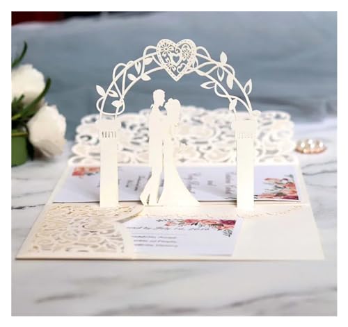Hochzeitseinladungen Karte 10/20 Stück Weißgold-Perlenpapier, lasergeschnittene Hochzeitseinladungskarte, europäische Hochzeit, Brautparty, Dekor, Geschenk, Grußkarten-Sets ( Color : Ivory , Size : 20 von HKYBCF