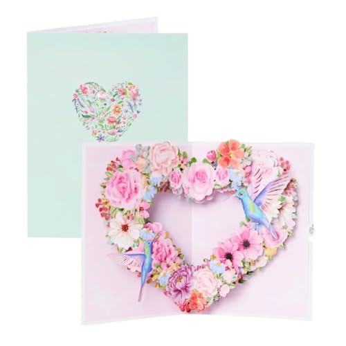 Hochzeitseinladungen Karte Pop-up-Grußkarte mit Umschlag, Blumen, Postkarte, Blumen-Geburtstagskarten, Valentinstagsgeschenke, kreative Heimdekoration (Color : Pink Rose Love) von HKYBCF