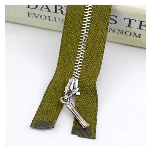 Metall Reißverschluss 2/5Pcs 3# Metall-reißverschluss Silber Zähne 15-70cm Reißverschlüsse for Nähen Taschen Bekleidungs ​​Dekor zip Reparatur Kit DIY Kleidung Zubehör(GreenSilver,CLOSE-END-15CM_NO3-2 von HKYBCF