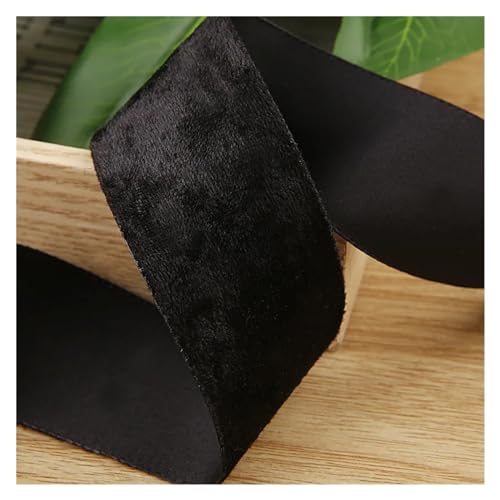 Samtband, 15 mm, 25 mm, 40 mm, Wintersamtbänder, DIY, Haarschleifen, Zubehör, handgefertigtes Klebeband, Carfts, 9,1 m (Farbe: Schwarz, Größe: 40 mm) von HKYBCF