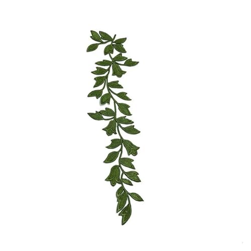 Stickerei Aufnäher 2 Stück 24 x 6,5 cm/Langes Blatt Stoff-Applikations-Patch, florale Stickerei for Aufbügeln, Aufkleber for Kleid, Cheongsam, Vorhang-Patches(Green) von HKYBCF