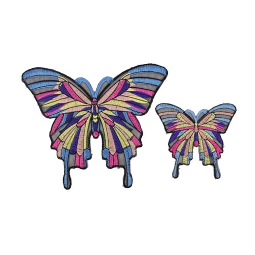 Stickerei Aufnäher 4 Stücke/2 Satz Schmetterling Aufnäher Große Applikation DIY Kleidung Gestickt for Jeans T-Shirt Taschen Stoff Nähzubehör von HKYBCF