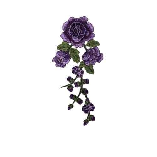 Stickerei Aufnäher 5 Stück Blumen-Applikation, bestickt, for Aufnähen, for Kleidung, Kleid, Aufkleber, DIY-Dekoration, Rosen/Schmetterling, Reparatur, Scrapbooking(Style 25) von HKYBCF