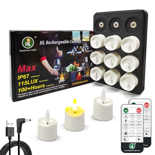 HL Led Teelichter Wiederaufladbar, 30-280 Stunden Beleuchtung, max.115 Lux, magnetische Aufladung, wasserdichte Teelichter mit Fernbedienung für Restaurants, Partys, Weihnachten, deko, 12 Stück/Set HL Led Teelichter Wiederaufladbar, 30-280 Stunden Beleuchtung, max.115 Lux, magnetische Aufladung, wasserdichte Teelichter mit Fernbedienung für Restaurants, Partys, Weihnachten, deko, 12 Stück/Set von HL