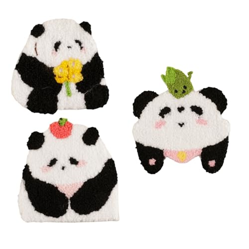 3 PCs Cartoon Panda Iron Auf Flecken Applikationen Flecken Tierreparaturflecken Stickflächen Für Kleidungstaschen Dekoration von HLBEST