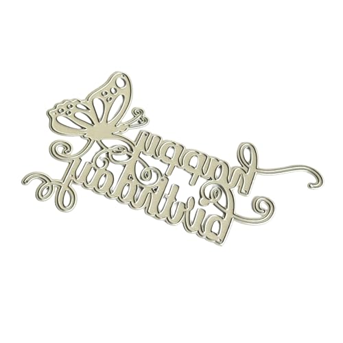 HLBEST Stanzschablone "Happy Birthday", Schmetterling, Karbonstahl, dekorative Prägepapier-Stanzform für Kartenherstellung, Scrapbooking von HLBEST