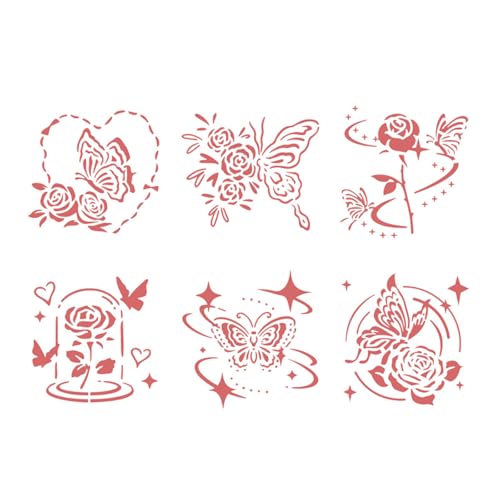 Schmetterlings-Schablonen, ausgehöhlt, Malschablonen, Tagebuch-Schablonen, Wald, Garten, Schablone zum Malen auf Sammelalbum, Schmetterling, Zeichnen, Tagebuch, Blumen, 6 Stück Schmetterlings-Schablonen, ausgehöhlt, Malschablonen, Tagebuch-Schablonen, Wald, Garten, Schablone zum Malen auf Sammelalbum, Schmetterling, Zeichnen, Tagebuch, Blumen, 6 Stück von HLBEST